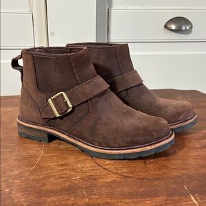 LL Bean Old Port Ankle boots women's size 6.5 M brown suede slip-on NWOT